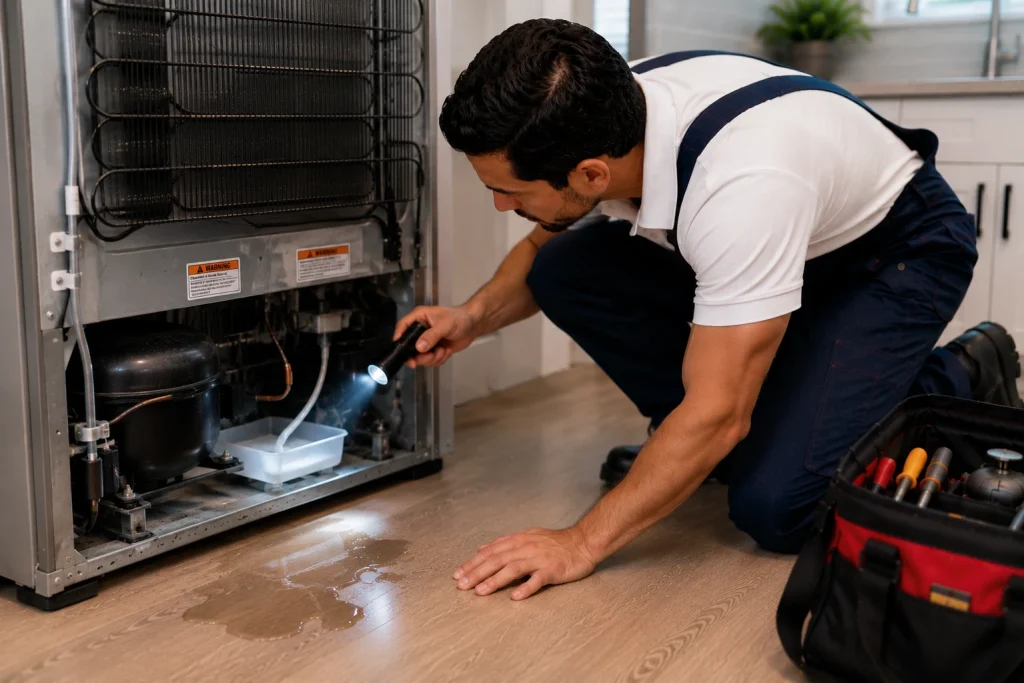 Refrigerator leaking water onto the floor